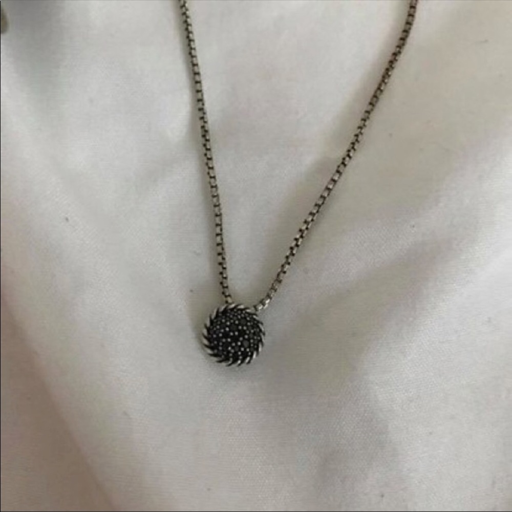 Petite pave pendant with black diamonds